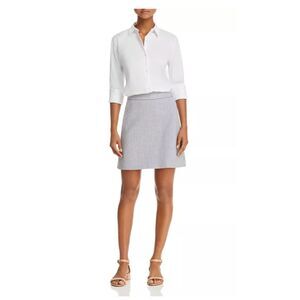 Theory Virgin Wool High Waist Mini Blue and White Sayre Striped A-Line Skirt 12